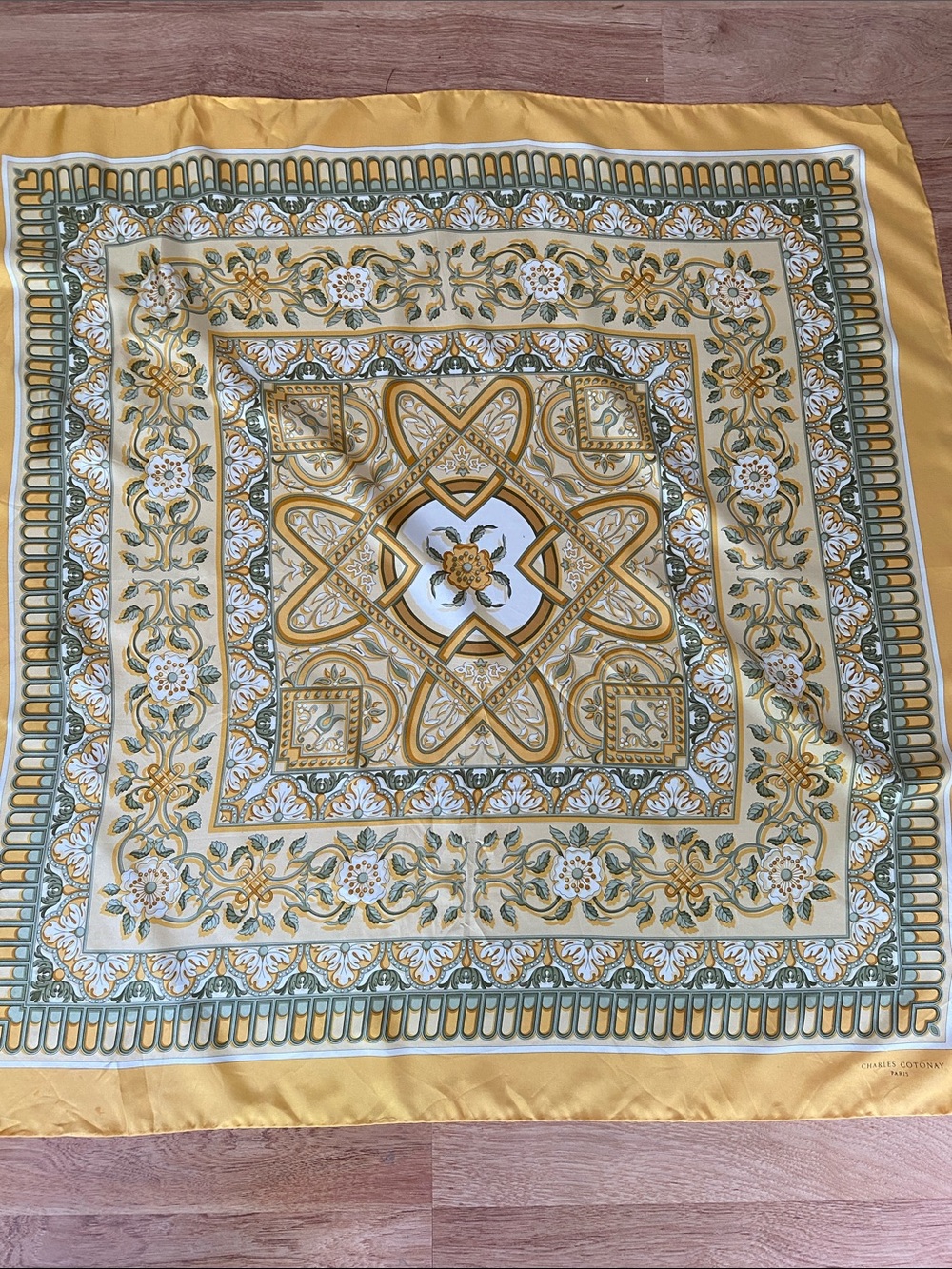 Charles Cotonay Floral Medallion Silk  Scarf gorgeous